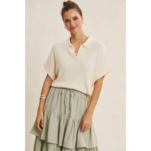 NEW IN FEBRUARY morning market slub rib dolman sleve knit top in cream